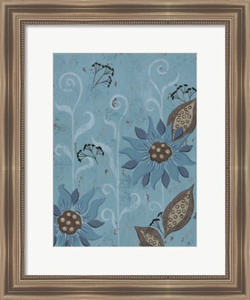 Framed Whimsical Blue Floral II Print