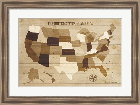 Framed USA Modern Vintage Wood Print