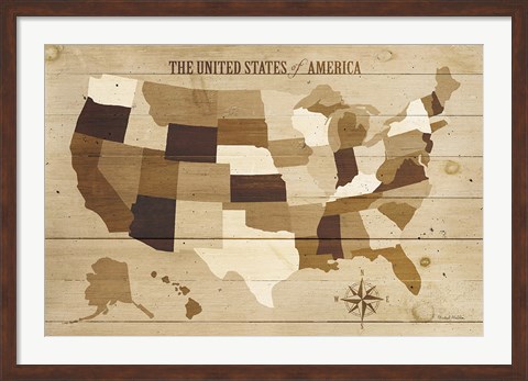 Framed USA Modern Vintage Wood Print