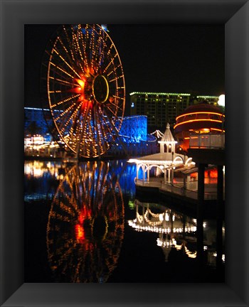 Framed Paradise Pier At Night Print