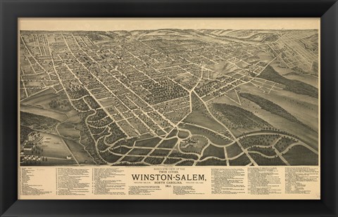 Framed Winston Salem, North Carolina in 1891 Print