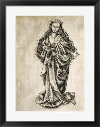 Framed Standing Female Saint Print