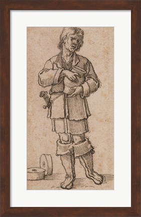 Framed Young Peasant Holding a Jar Print