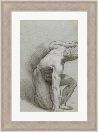 Framed Kneeling Figure Print