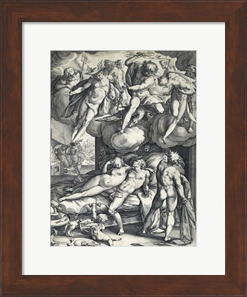 Framed Venus and Mars Surprised by Vulcan Print