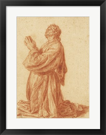 Framed Study of a Kneeling Man Print