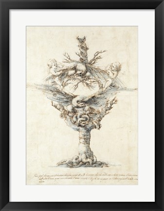 Framed Design for a Ewer with Eagles and PuttI Print