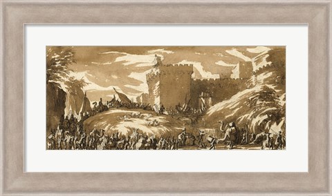 Framed Army Leaving a Castle Print