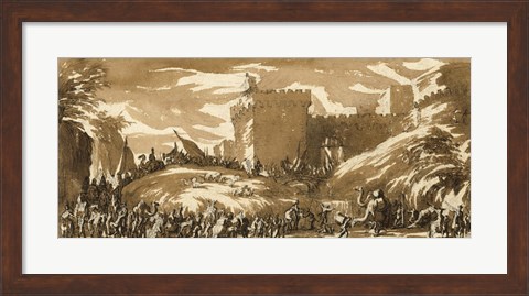 Framed Army Leaving a Castle Print