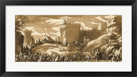 Framed Army Leaving a Castle Print