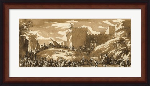 Framed Army Leaving a Castle Print