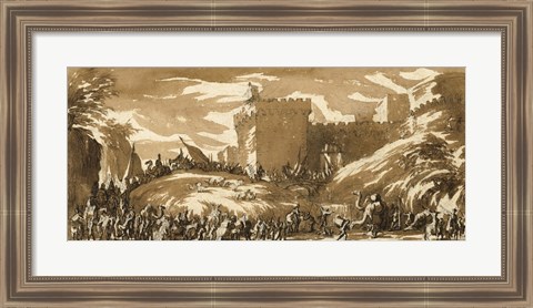 Framed Army Leaving a Castle Print