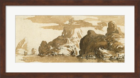 Framed View of Mountains across a Lake Print