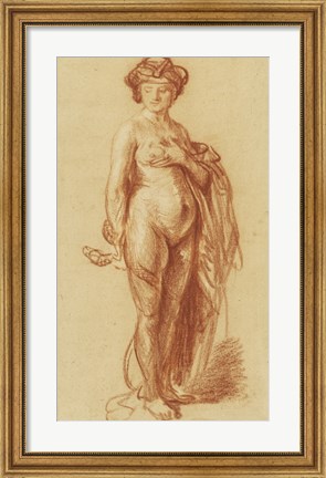 Framed Nude Woman with a Snake Print