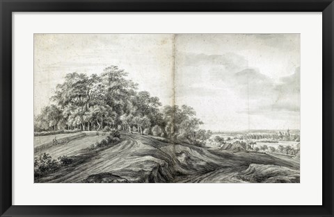 Framed Landscape with Haymakers Print