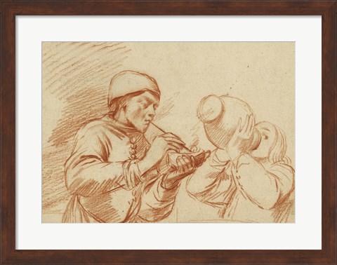 Framed Studies of a Man Smoking and a Man Drinking Print