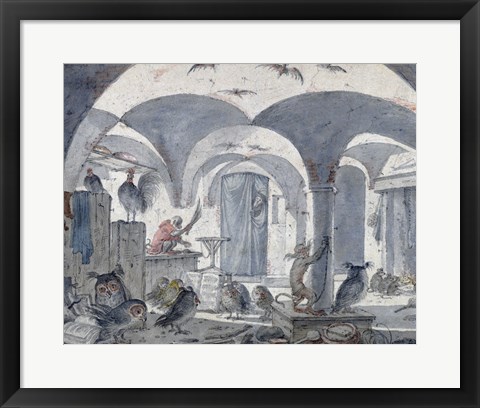 Framed Enchanted Cellar with Animals Print