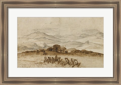 Framed Landscape in Latium with Farm Laborers Print