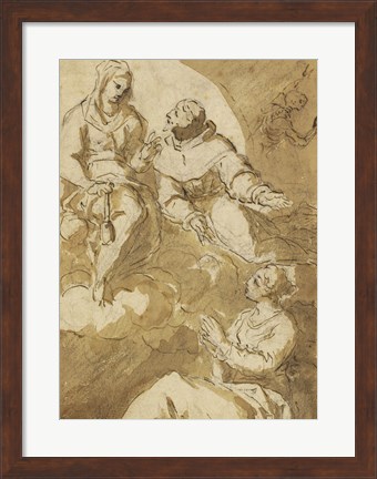 Framed Saint Francis Interceding with the Virgin on Behalf of a Female Saint Print