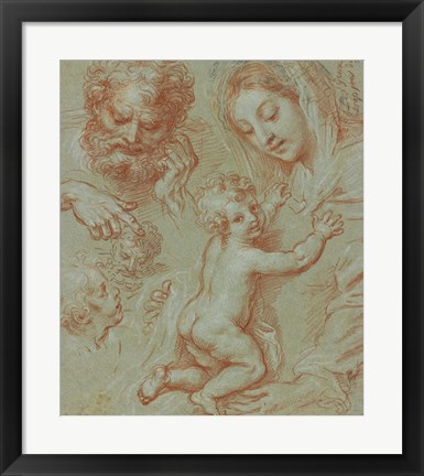 Framed Studies of the Madonna and Child and of Heads Print