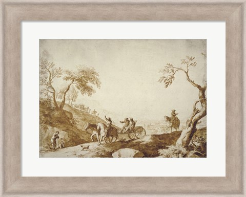 Framed Landscape with Travelers Print