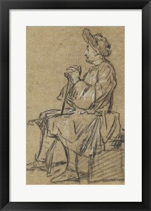 Framed Study of a Seated Man Print