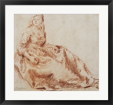 Framed Study of a Seated Woman Print