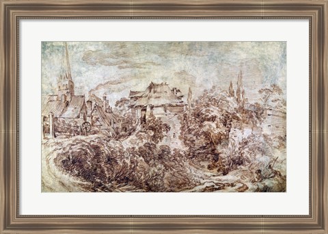 Framed Landscape with Figures Print