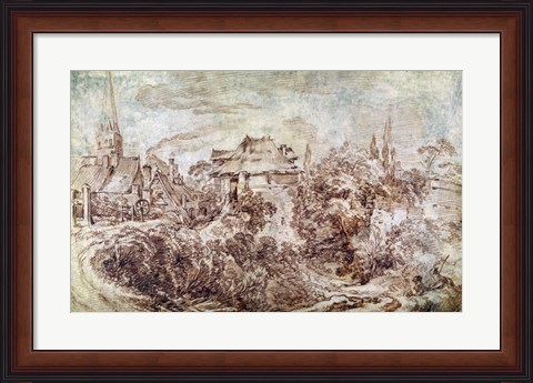 Framed Landscape with Figures Print