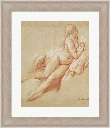 Framed Study of a Reclining Nude Print