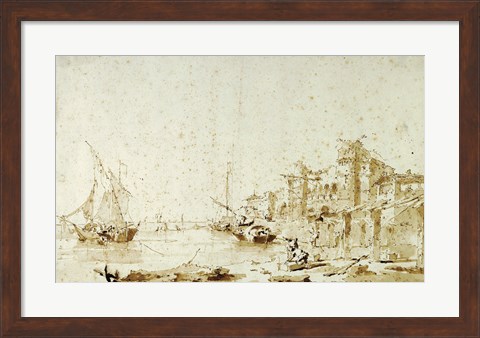 Framed Imaginary View of a Venetian Lagoon Print