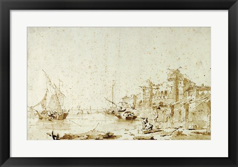 Framed Imaginary View of a Venetian Lagoon Print