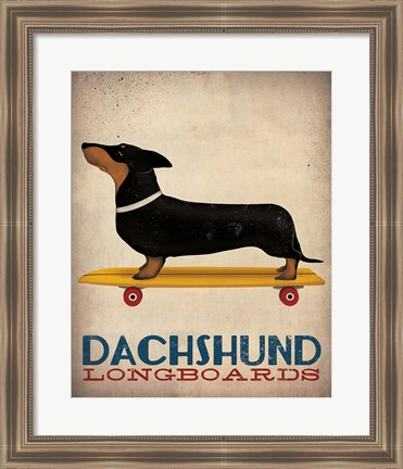 Framed Dachshund Longboards Print