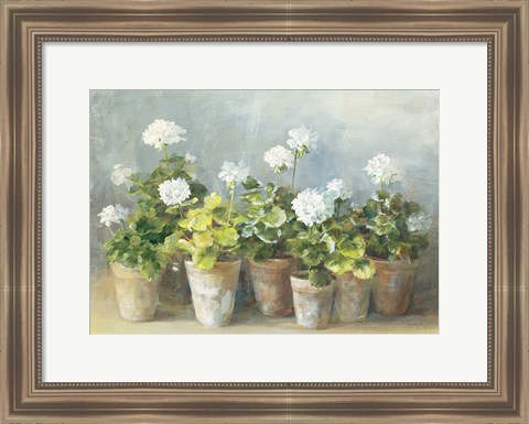 Framed White Geraniums Print