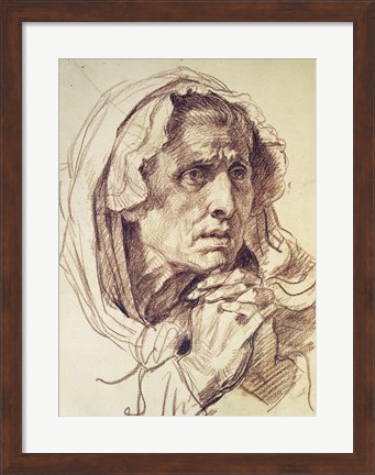 Framed Study of the Head of an Old Woman Print