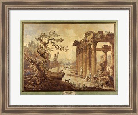 Framed Landscape with Ruins Print