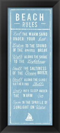 Framed Beach Rules - Aqua Print