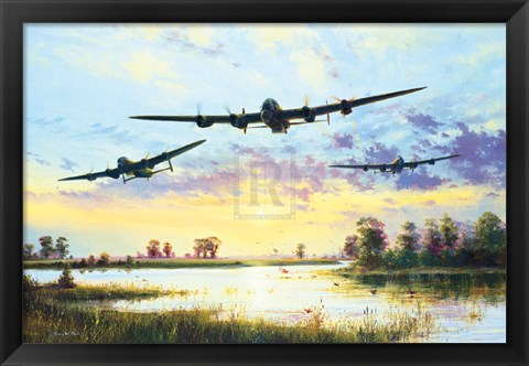 Framed Dam Busters Setting Off (Avro Lancasters) Print