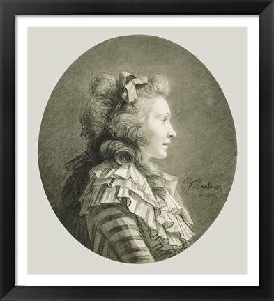 Framed Portrait of a Young Lady in Profile Print