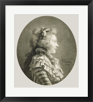 Framed Portrait of a Young Lady in Profile Print