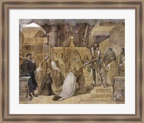 Framed Duke of Alba Receiving the Pope&#39;s Blessing in the Cathedral of St.Gudule Print