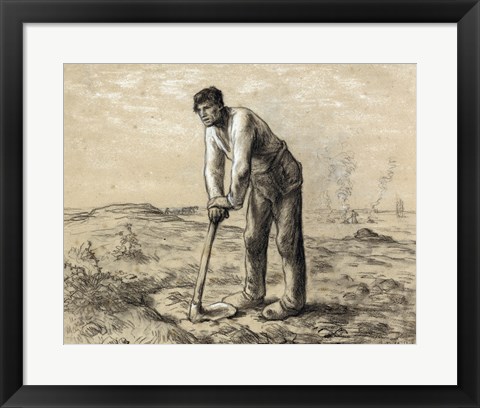 Framed Man with a Hoe Print