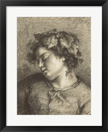 Framed Head of a Sleeping Bacchante Print