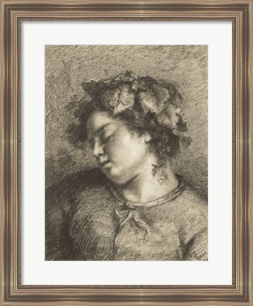 Framed Head of a Sleeping Bacchante Print