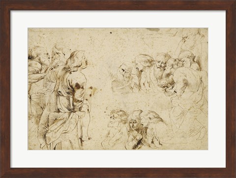 Framed Three Groups of Apostles in a Last Supper Print