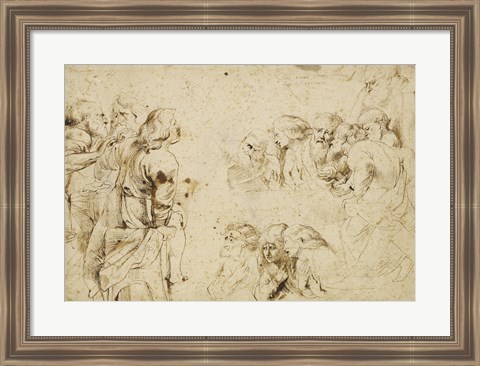 Framed Three Groups of Apostles in a Last Supper Print