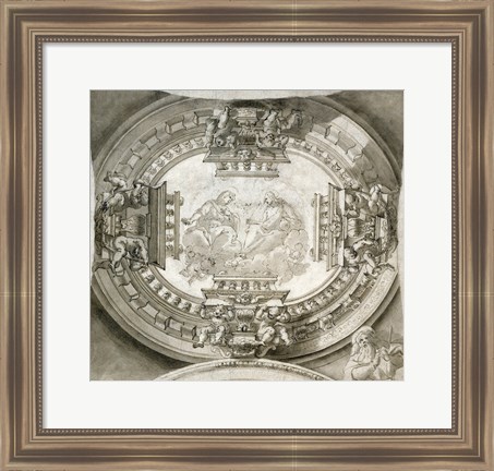 Framed Study for a Ceiling with the Virgin and Christ in Glory Print