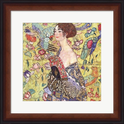 Framed Lady with Fan Print