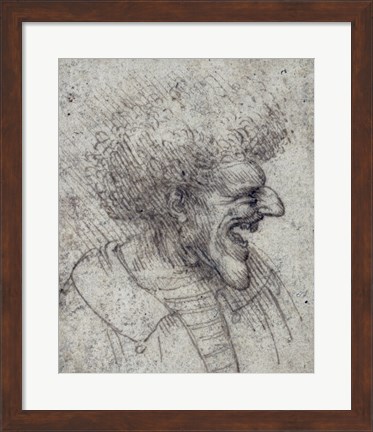 Framed Caricature of a Man with Bushy Hair Print