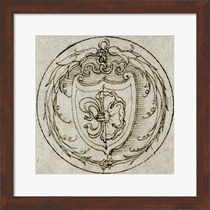 Framed Design for an Ornament or Signet Ring with the Arms of Lazarus Spengler Print